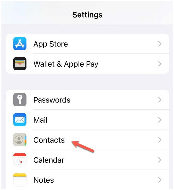 contacts settings on iphone