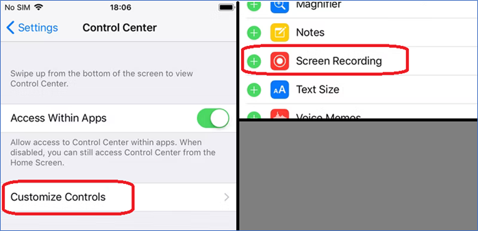 Bildschirmaufzeichnung des Kontrollzentrums