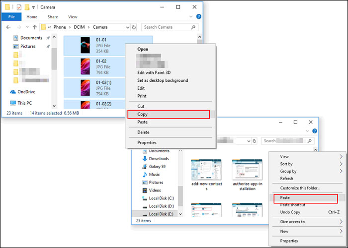 copy paste motorola photos to computer