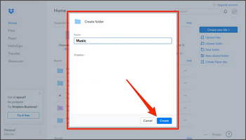 create a new folder named Music