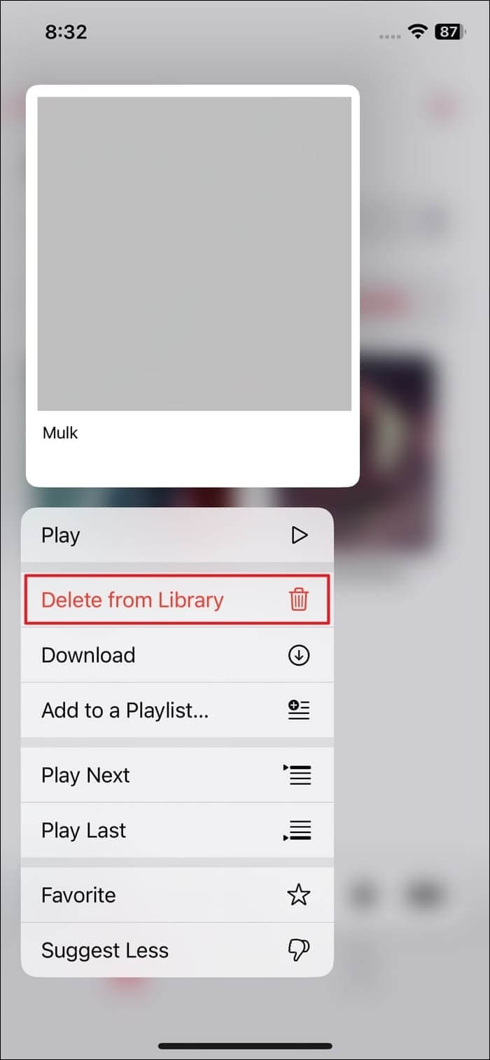 tap delete from library