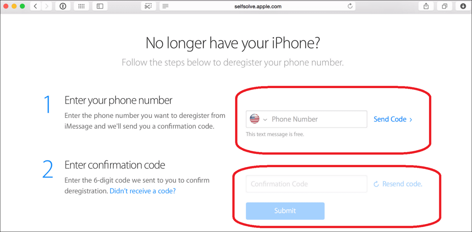 deregister phone number from imessage