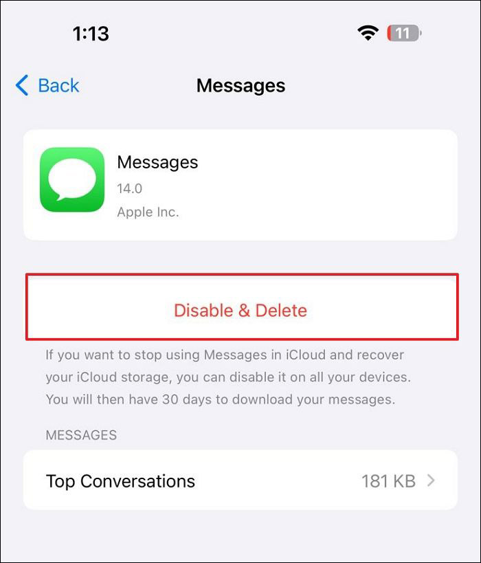 press disable and delete button