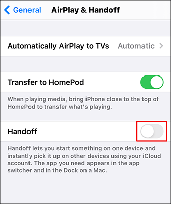 disable handoff