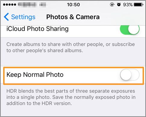 Disable keep normal photos