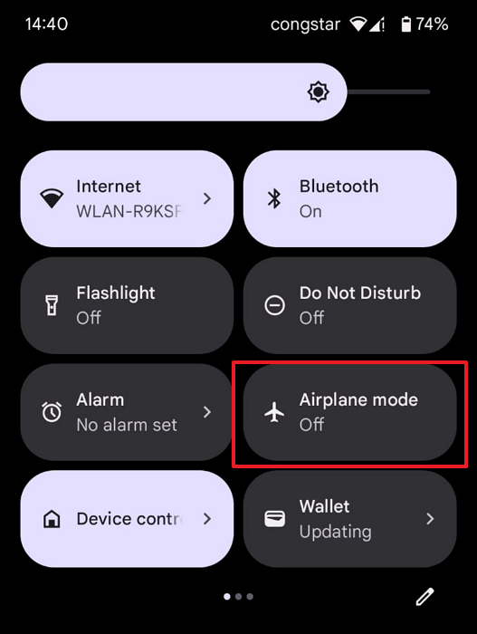 enable the airplane mode