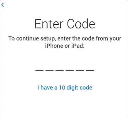 entrez le code lors du passage à iOS