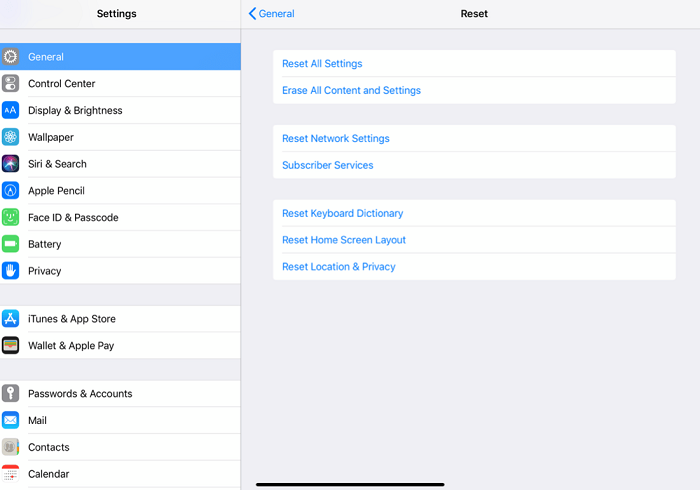 Reset Network Settings on iPad