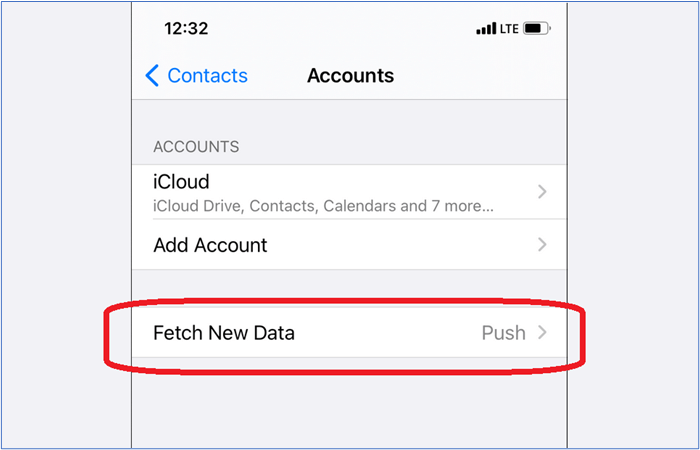 neue Daten abrufen Option icloud