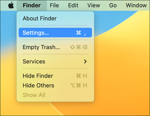 Finder Settings on macOS Ventura