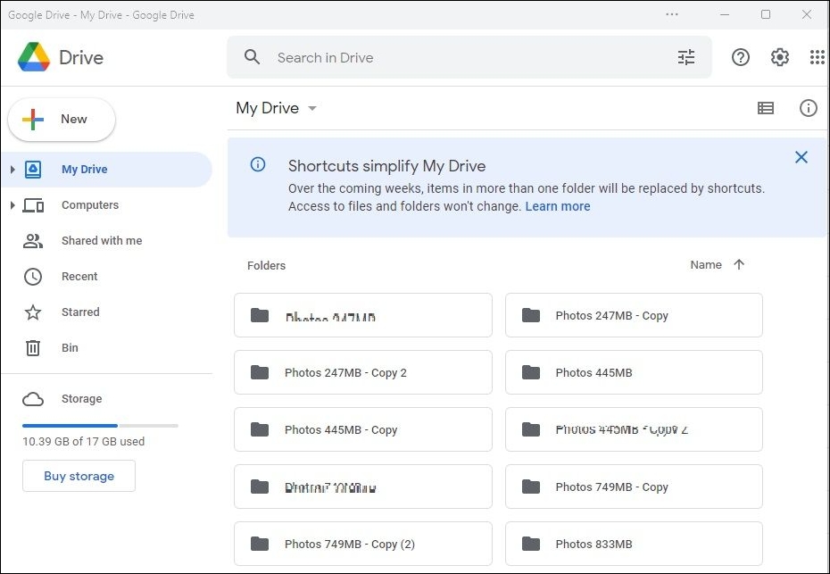 sélectionner les fichiers Google Drive