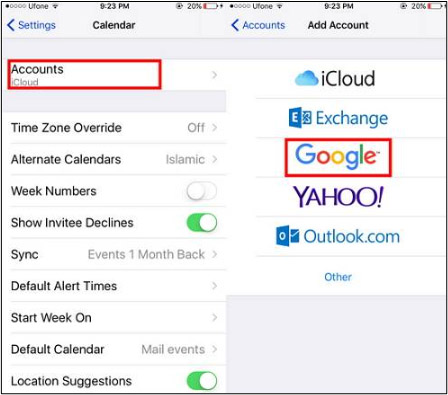 go to Settings Passwords & Accounts