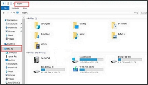 go to 'This PC' using File Explorer