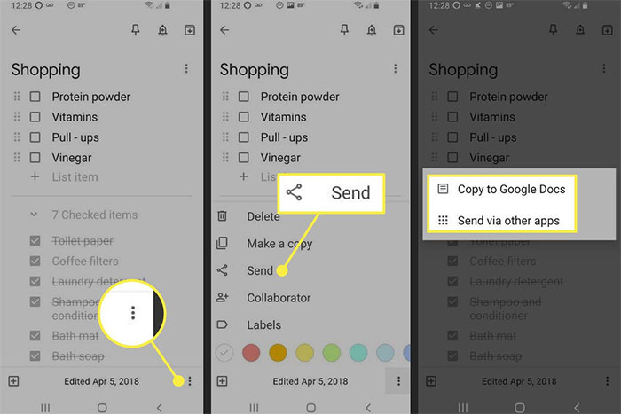 Use Google keep to backup notes