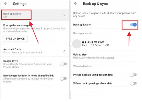 Google Photos active la sauvegarde et la synchronisation