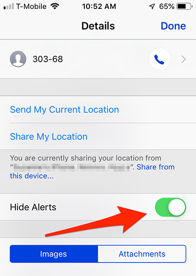 switch the Hide Alerts toggle on