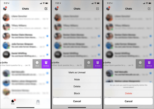 delete photos from messenger without scrolling on mobile