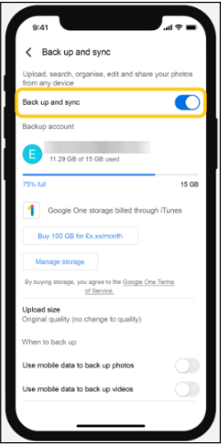 alternância de backup de sincronização de backup