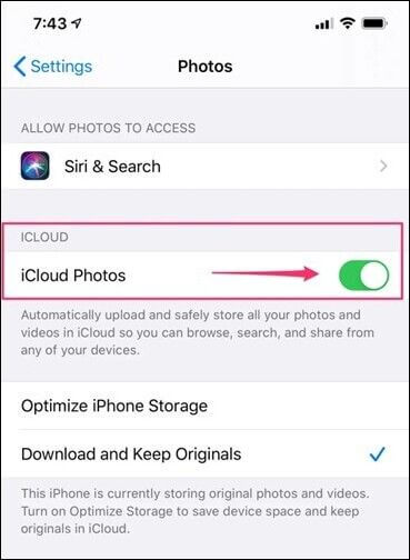 turn off icloud photos
