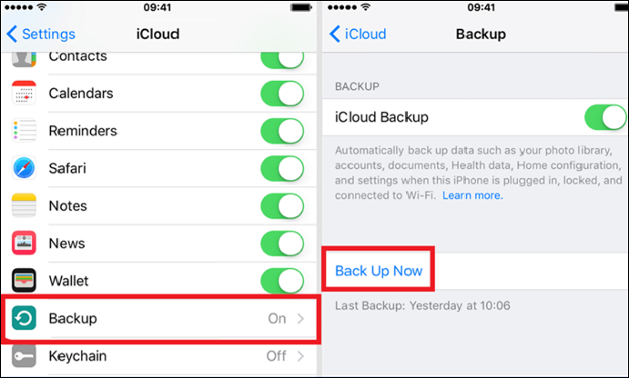 icloud back up now.
