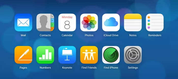 iCloud screen