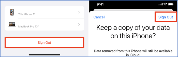 toca la opción cerrar sesión en icloud en tu iphone