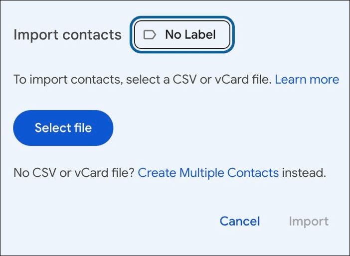 import icloud vcard file to google