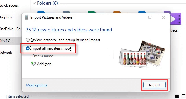 import new pictures and videos