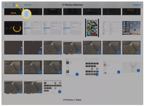 tap on the trash icon