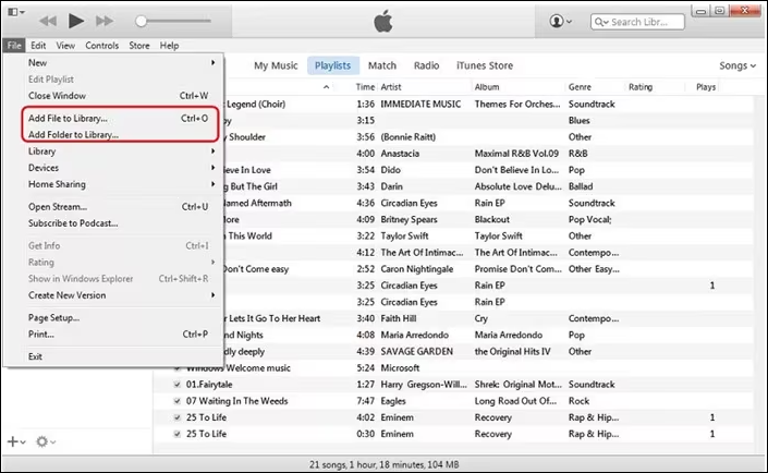 iTunes fügt Ordner zur Bibliothek hinzu