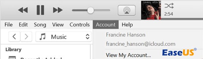 Detalhes da conta no iTunes