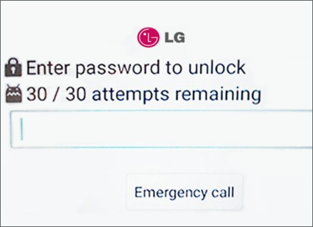 Digite a senha para desbloquear 30/30 tentativas restantes