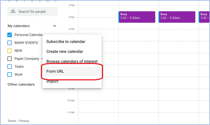 Liste der Optionen von url