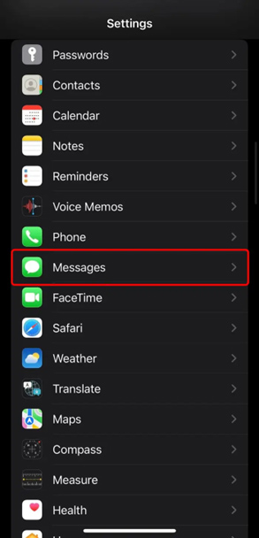 Configurações de mensagens do iPhone