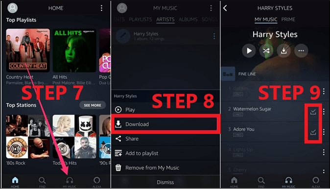 find my music and select download