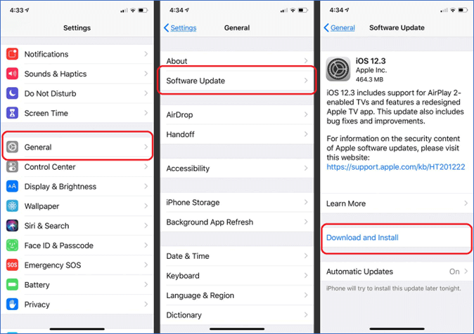 Download and Install option available