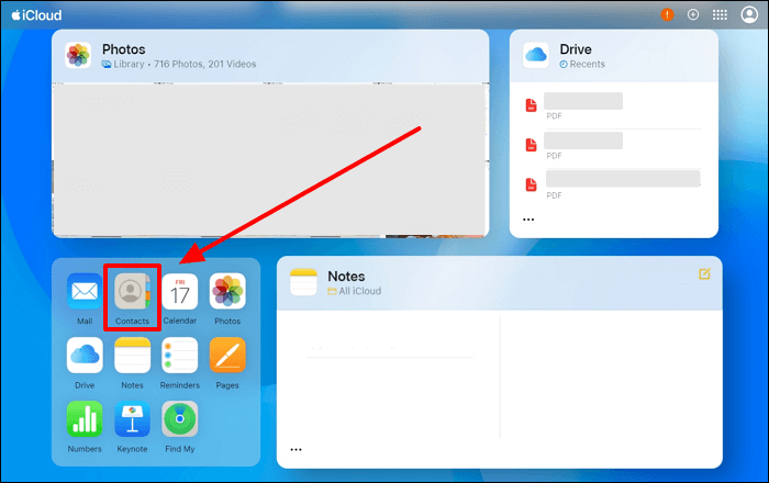 open icloud contacts option