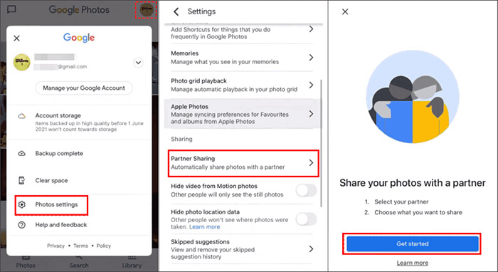 use Partner Sharing to share photos