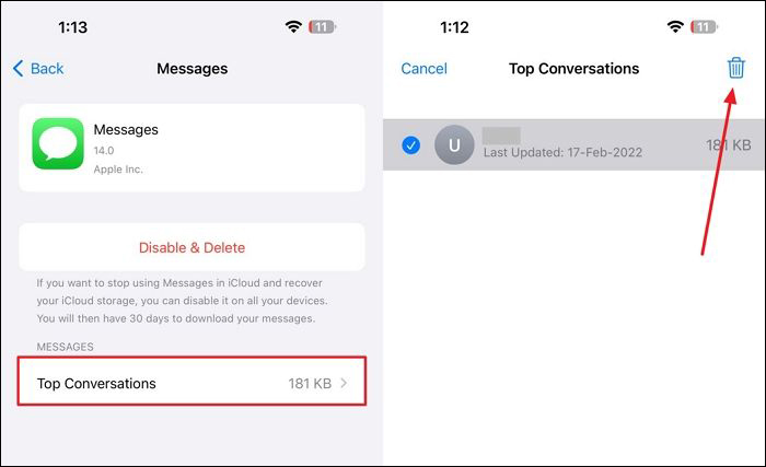 premere l'icona Elimina