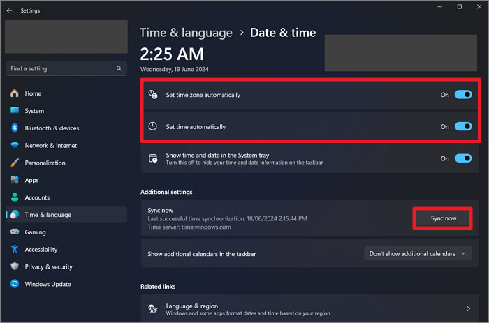 press the sync now button