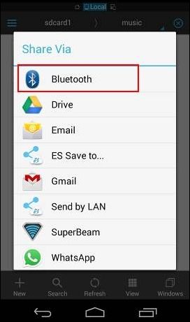 procéder avec l'option Bluetooth