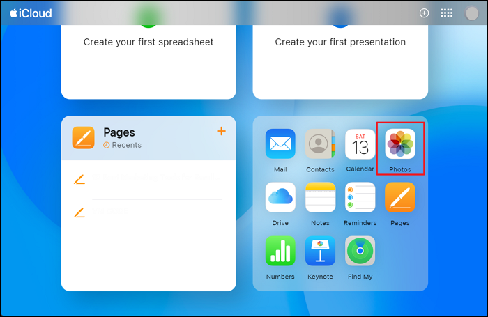 procedere con l'opzione foto di icloud