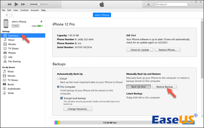 Backup von iTunes wiederherstellen