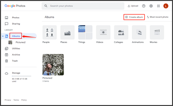 select Albums and tap on Create Album