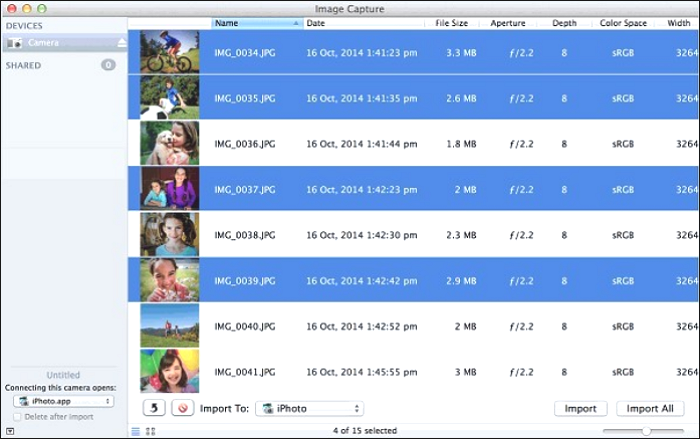 select files to import