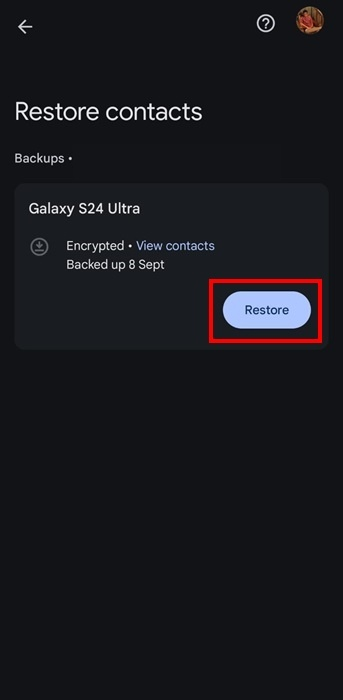 seleziona ripristina file