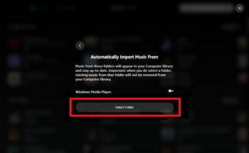 select the folder containing the music that needs to transfer