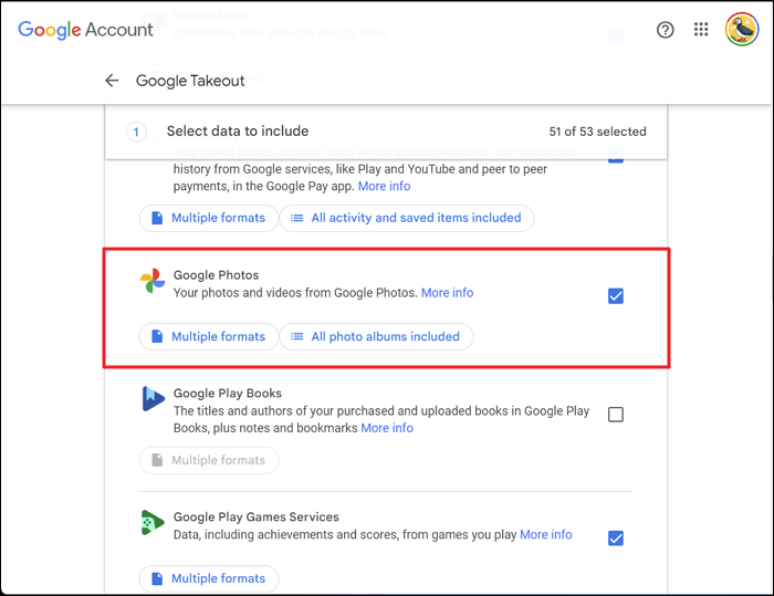 selecione a opção google fotos