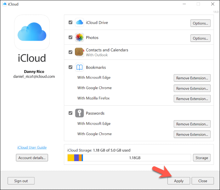Set up iCloud for Windows