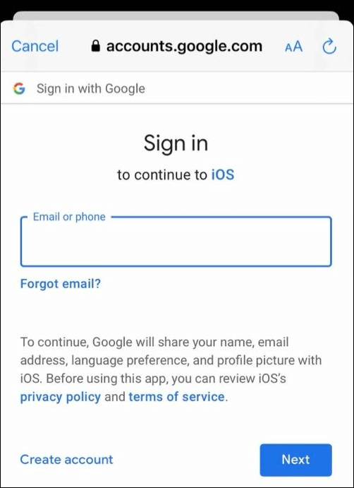 sign in with google